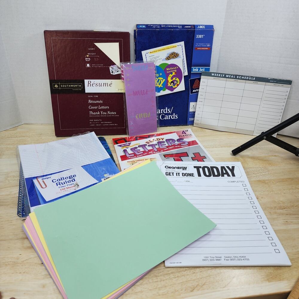 Large Paper & Office Supply Lot Resume Paper Avery Postcards Notepads Colored Pa